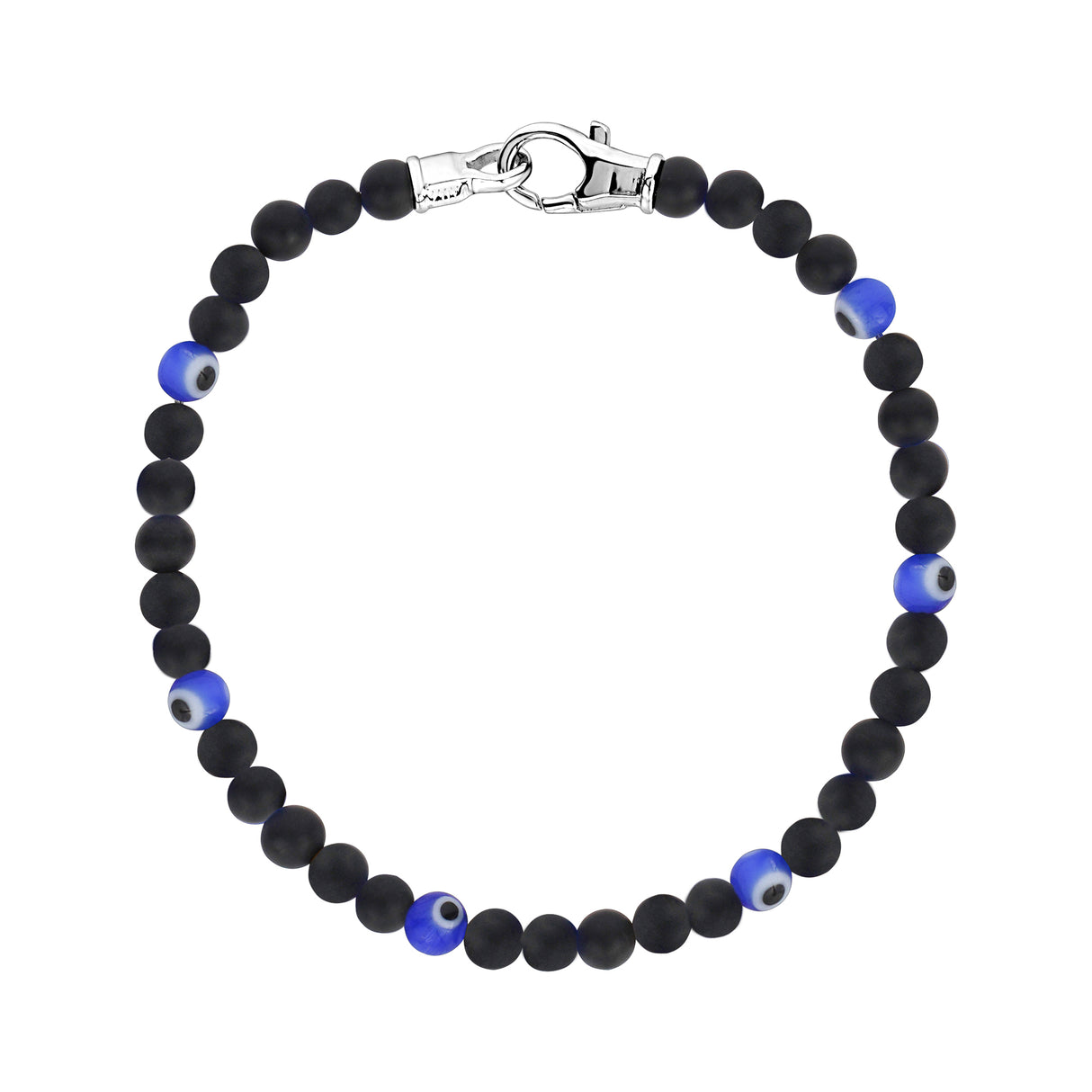 Black Onyx Evil Eye Bracelet | 4MM - Unisex Bead Bracelet - The Steel Shop