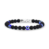 Black Onyx Evil Eye Bracelet | 6MM - Mens Steel Bead Bracelets - The Steel Shop