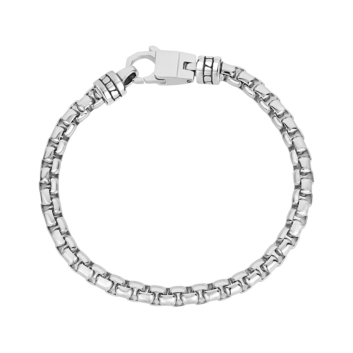 Custom Clasp Round Box Link Bracelet - Mens Steel Bracelets - The Steel Shop