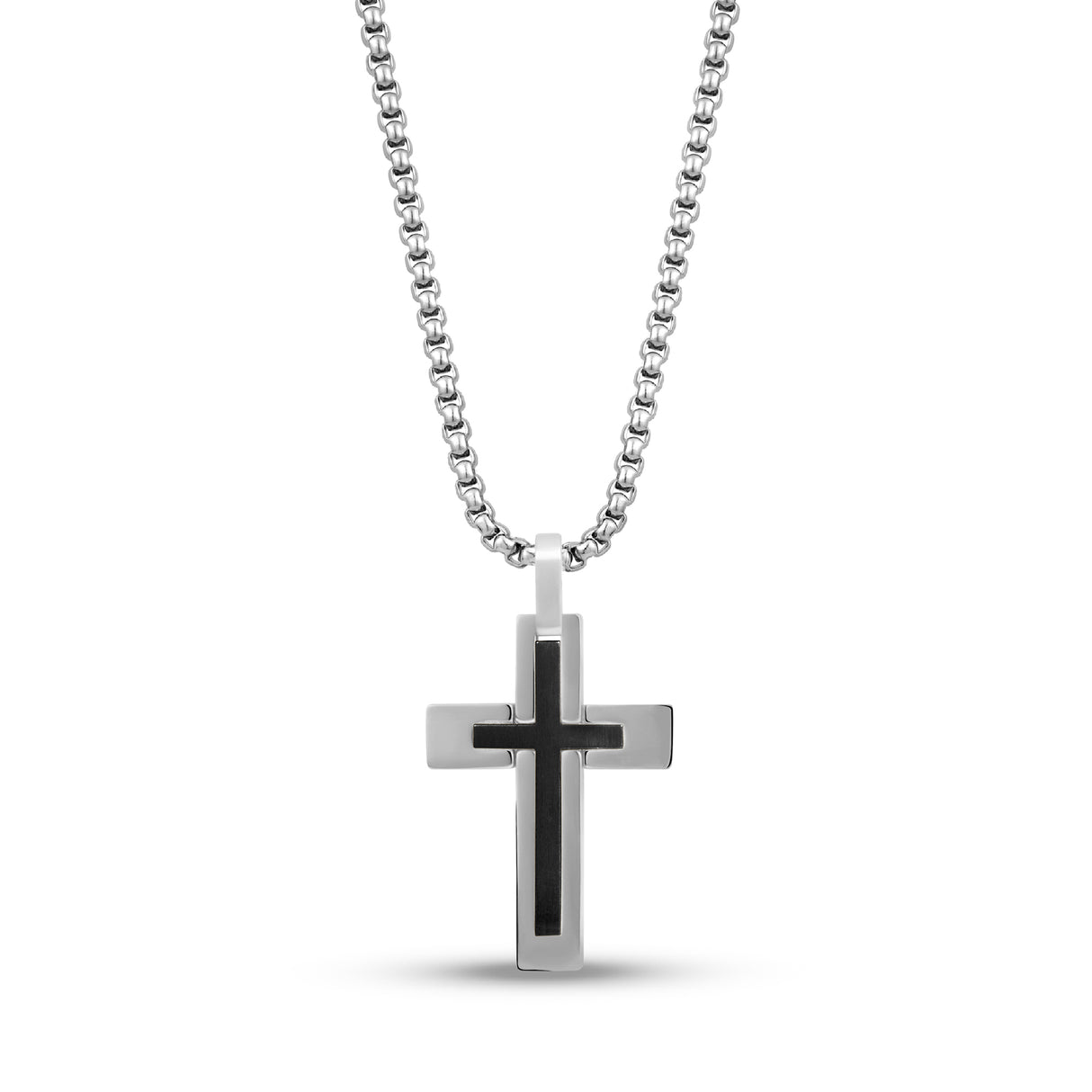 Two Tone Double Cross Pendant - Men Pendant - The Steel Shop