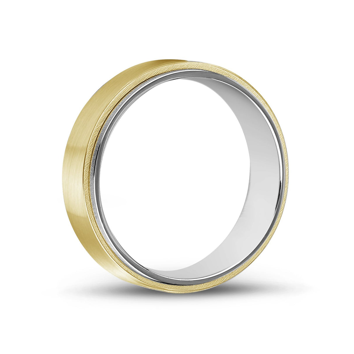 خاتم رجالي - خاتم زفاف ذهبي ستيل 7 مم - قابل للنقش