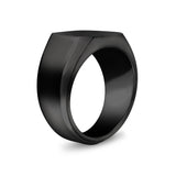 خاتم رجالي - خاتم غير لامع من الفولاذ الأسود قابل للنقش مربع