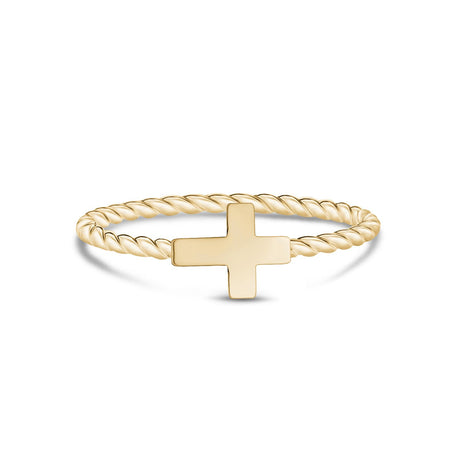 خاتم المرأة - الحد الأدنى من الذهب الصلب الملتوية الفرقة المكدسة عبر الدائري
